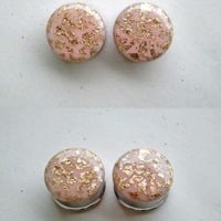 Nude & Gold Leaf Plugs for Stretched Ears - Thumbnail 1