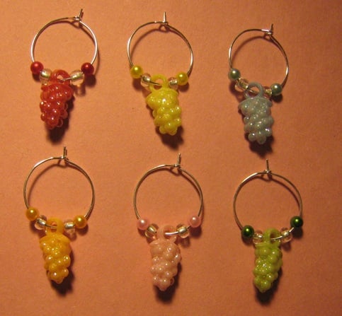 Grape Wine Glass Charm Set