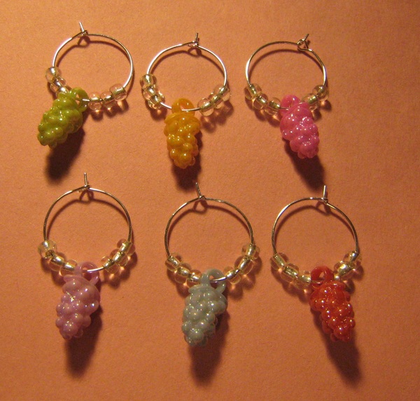 Grape Wine Glass Charm Set