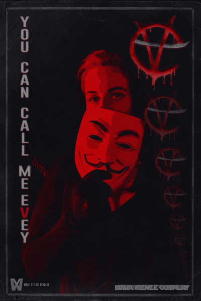 Evey Red and Black Cosplay 11x17 Print