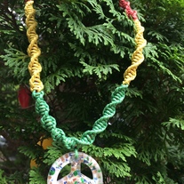 Rasta Hemp Necklace w/ Glass Peace Pendant
