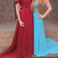 Charimg Off Shoulder Burgundy Sweetheart Prom Dresses 2017, Prom Dresses 2017, Party Dresses - Thumbnail 1