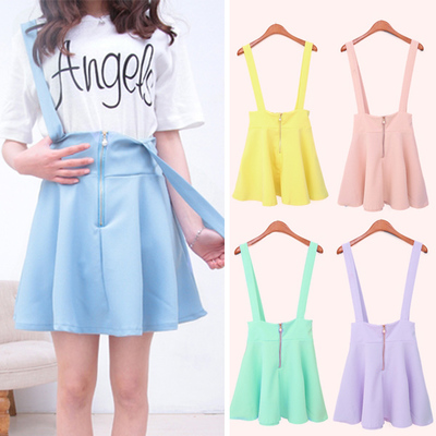 Harajuku cute candy-colored College Wind waist strap dress