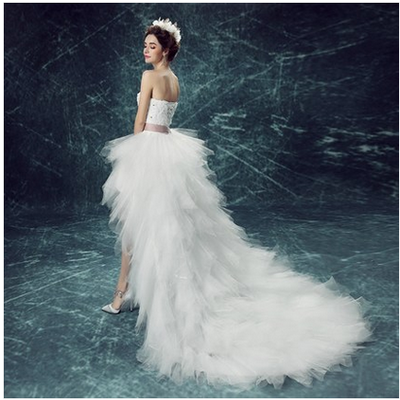  white a-line high-low sweetheart prom dress,homecoming dress, - Thumbnail 5