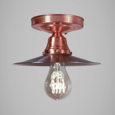 Copper flushmount ceiling light - vintage industrial steampunk ceiling lamp - cafe bar library kitchen bathroom light