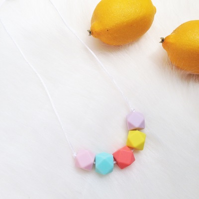 Rainbow sherbet teething necklace
