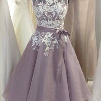 gray prom dress, lace prom dress,unique bridesmaid dress, off shoulder bridesmaid dress, occasion dress,BD160701 - Thumbnail 1