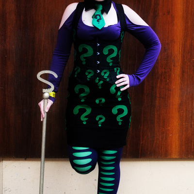 Female riddler with staff cosplay 11x17 print