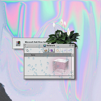 UNISEX VAPORWAVE WINDOW 98 HOLOGRAPHIC T SHIRT  - Thumbnail 1