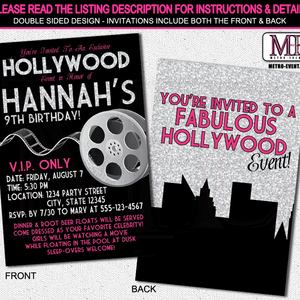 Glitter and Glam Hollywood Invitations