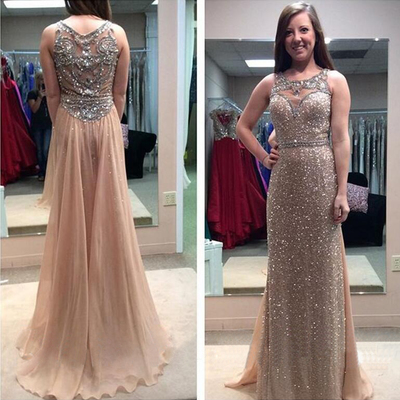 Gold sequin prom dress, see through prom dress, sparkly prom dress, long prom dress, cheap prom dress, elegant prom dress, prom dress,bd1607020