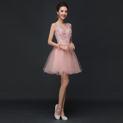 Blush pink short prom dresses, lace homecoming dresses, short prom dresses, summer bridesmaid dresses, pink homecoming dresses,bd1607032