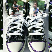 Adult Custom Bling/Picture Converse (Size 4-9) High Top - Thumbnail 1