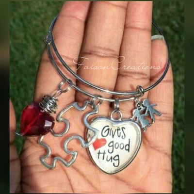 Autism awareness expandable bangle w/charms - Thumbnail 5