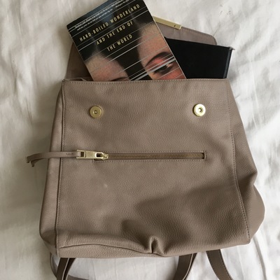 Taupe faux leather backpack - Thumbnail 4