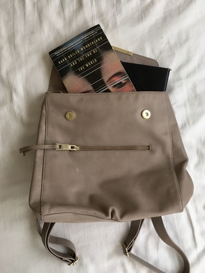 Taupe Faux Leather Backpack