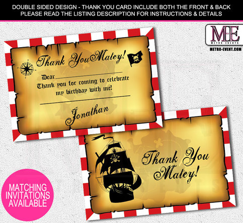 Pirate Thank You Card