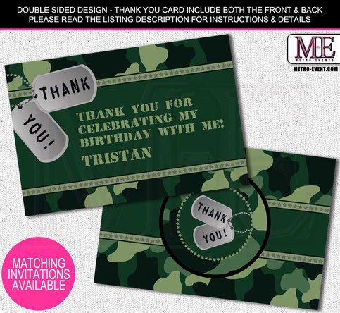 Army, Camo Thank You Card