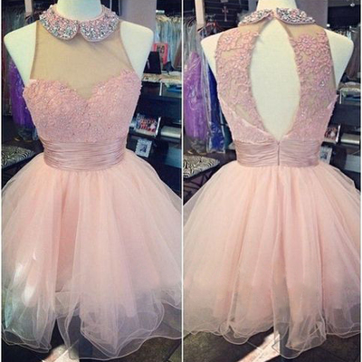 Pink homecoming dress, open back homecoming dress, junior homecoming dress, lovely prom dress, pretty homecoming dress,bd1607080