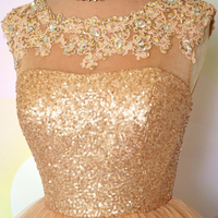 Gold homecoming dress, sequin homecoming dress, open back homecoming dress, scoop neck homecoming dress, cheap homecoming dress,BD1607085 - Thumbnail 1