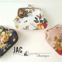 Rose Pattern Coin Purses - Coin Pouch - little coin wallet - small purse - Thumbnail 1