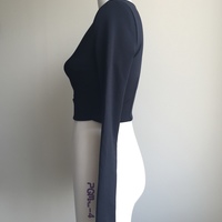 LAPINA BY DAVID HELWANI Mesh Cutout Long Sleeve Crop Top - Thumbnail 2