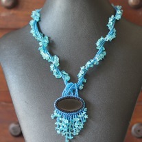 Black Agate and Aqua Chips Necklace