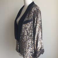 3.1 PHILLIP LIM Gold Multi-Color Sequin & Black Silk Tuxedo Jacket - Thumbnail 1