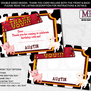 Farm Animals Thank You Card - Thumbnail 1