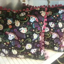 Purple Sugar Skull, dia de los muertos decrative pillow