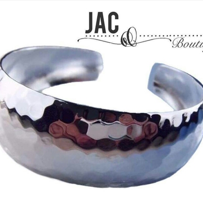 Silver hammered cuff