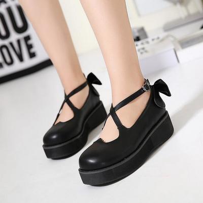 35-39 Heart Bowknot Platform Shoes