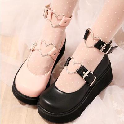 Japanese harajuku heart strap platform shoes