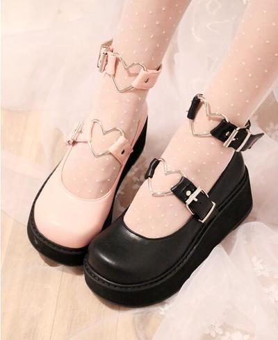 Japanese Harajuku Heart Strap Platform Shoes