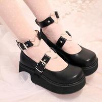 Japanese Harajuku Heart Strap Platform Shoes - Thumbnail 1