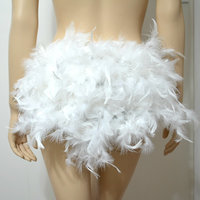 White Feather Bustle Skirt Rave Bra Rave Wear Cosplay Halloween Costume Garter - Thumbnail 3