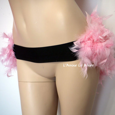 Ballet pink feather bustle skirt rave bra rave wear cosplay halloween costume garter - Thumbnail 4