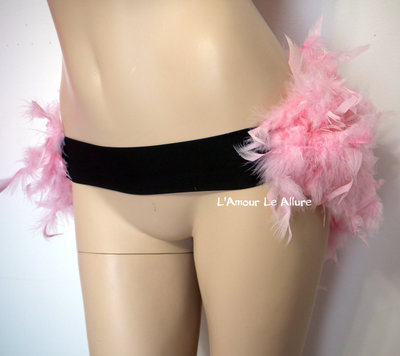 Ballet Pink Feather Bustle Skirt Rave Bra Rave Wear Cosplay Halloween Costume Garter