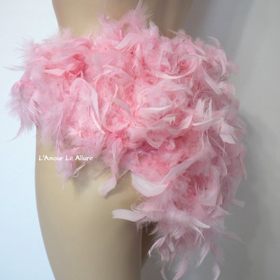 Ballet pink feather bustle skirt rave bra rave wear cosplay halloween costume garter