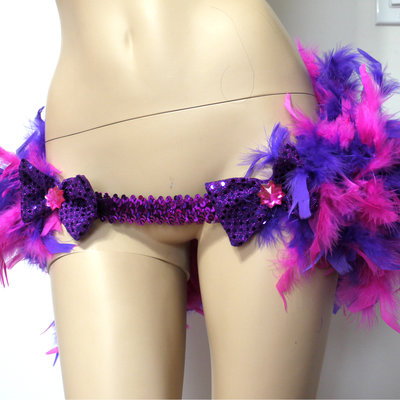 Cheshire cat feather bustle skirt rave bra rave wear cosplay halloween costume garter - Thumbnail 3