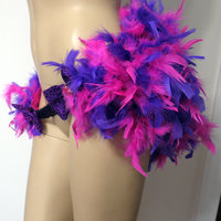 Cheshire Cat Feather Bustle Skirt Rave Bra Rave Wear Cosplay Halloween Costume Garter - Thumbnail 1