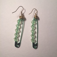 Beaded Saftey Pin Drop Earrings  - Thumbnail 1