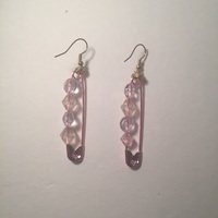 Beaded Saftey Pin Drop Earrings  - Thumbnail 1