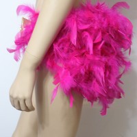 Pink and Gold Feather Bustle Skirt Rave Bra Rave Wear Cosplay Halloween Costume Garter - Thumbnail 3