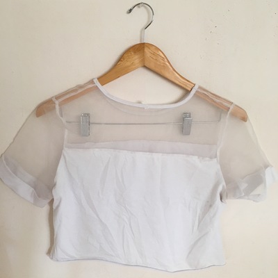 White mesh crop top