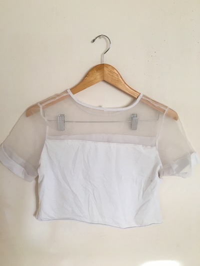 White Mesh Crop Top