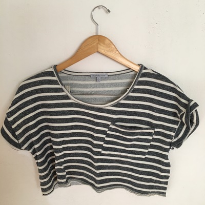 Striped terry crop top