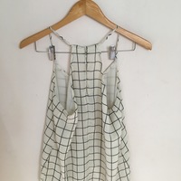 White Chiffon Grid Print Top - Thumbnail 1