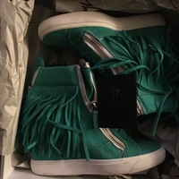 Giuseppe Zanotti Teal Fringe Wedge Sneaker - Thumbnail 1