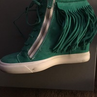 Giuseppe Zanotti Teal Fringe Wedge Sneaker - Thumbnail 2